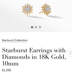 David Yurman starburst earring in 18k gold 10 mm